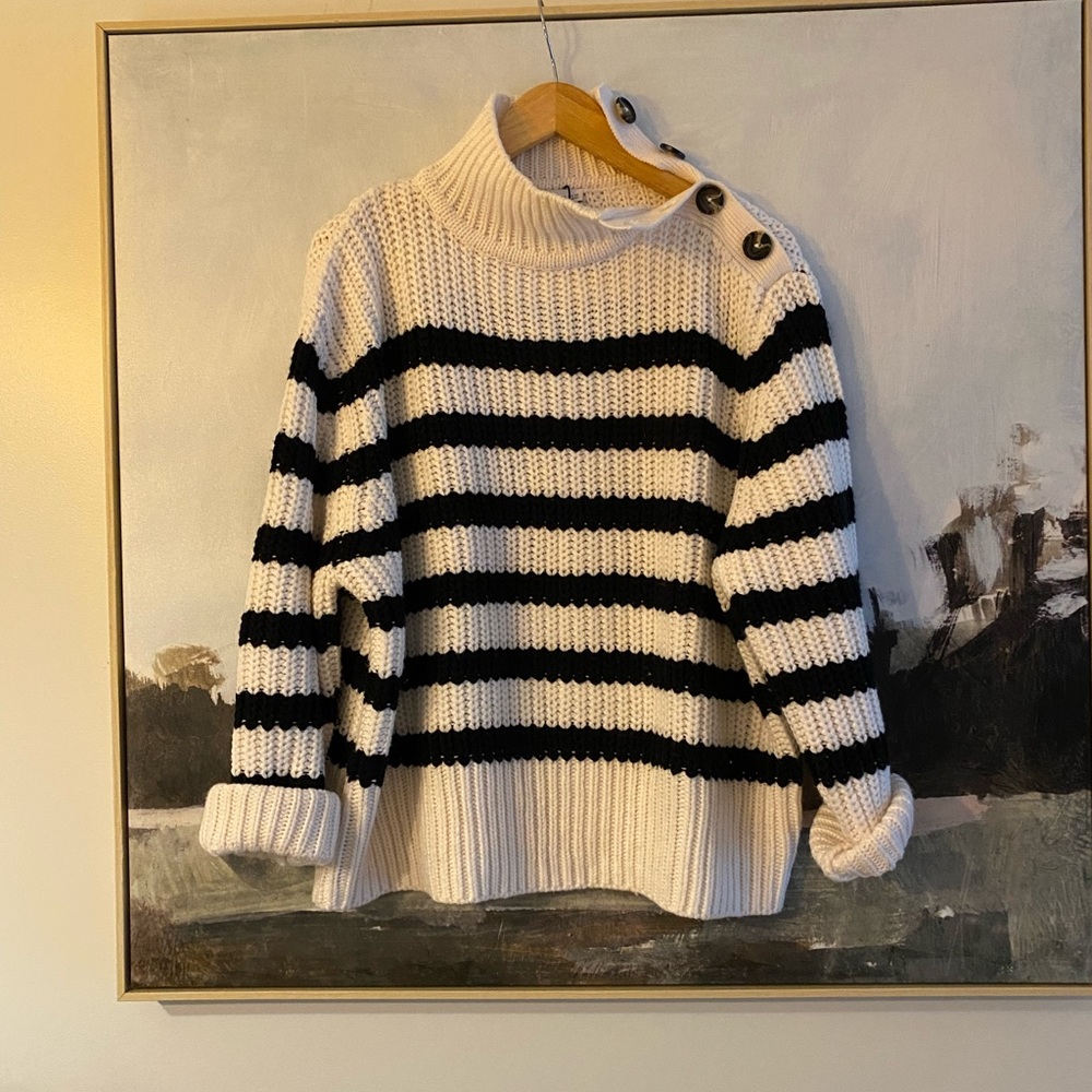 NWOT Zara oversized cream striped sweater.